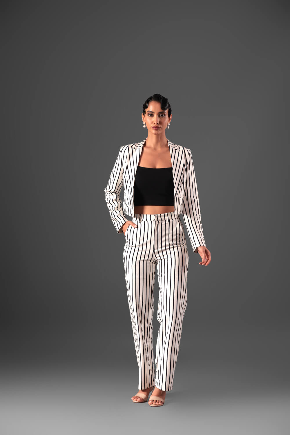 Monochrome Blazer Set - Meeami Fashion
