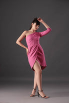 Pink Muse Dress - Stylish Crepe Dress - Meeami Fashion