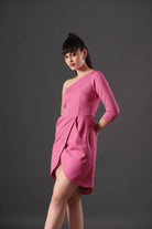 Pink Muse Dress - Stylish Crepe Dress - Meeami Fashion