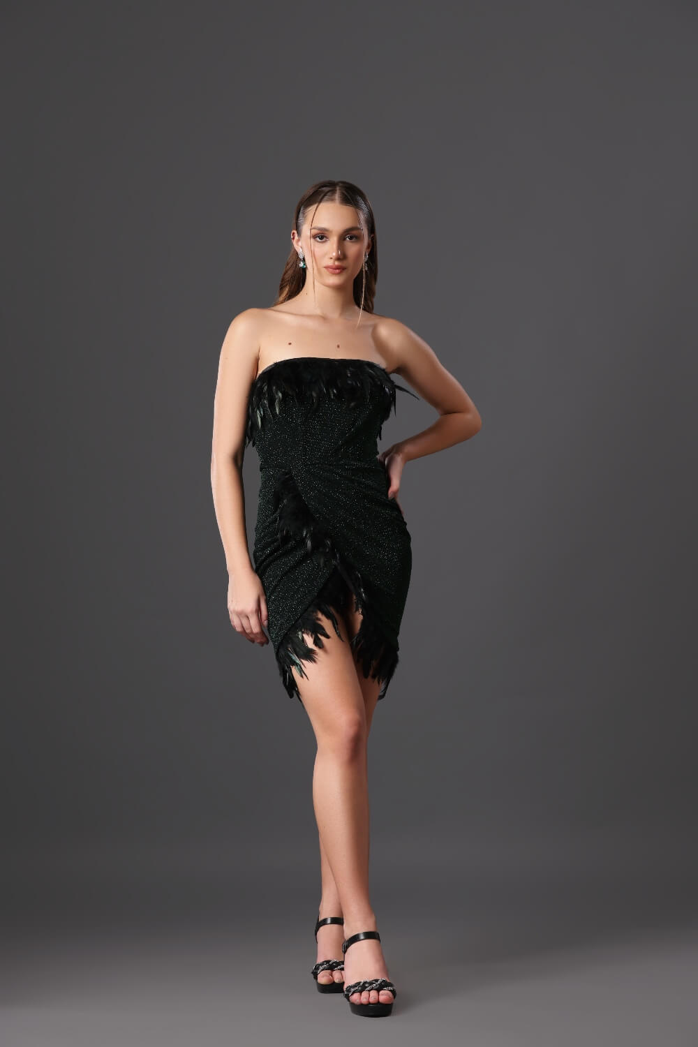 Poetic Feather Off Shoulder Dress - Party Fusion - Meeami Fashion