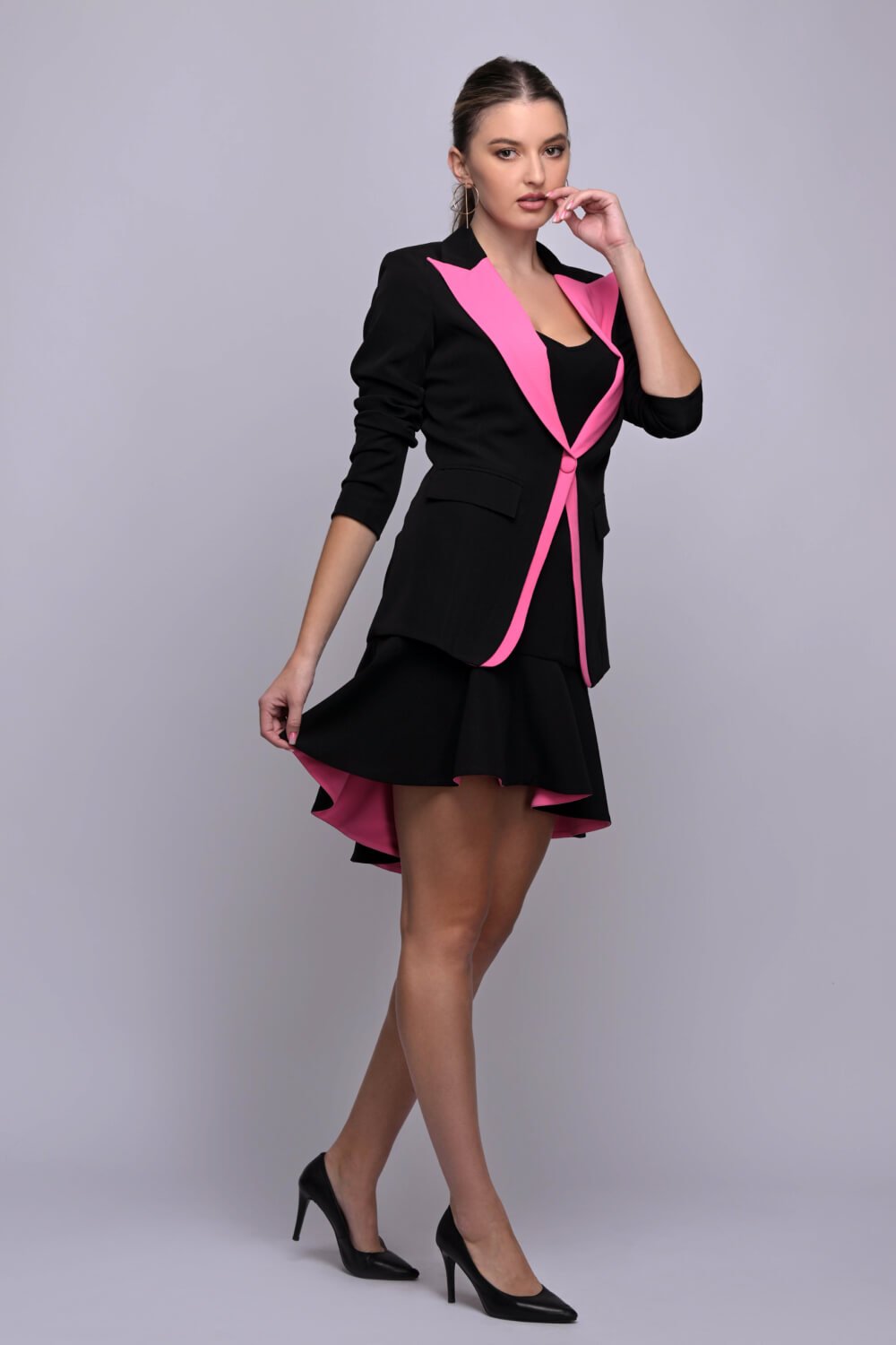 Pop Up Pink Blazer Set - Meeami Fashion