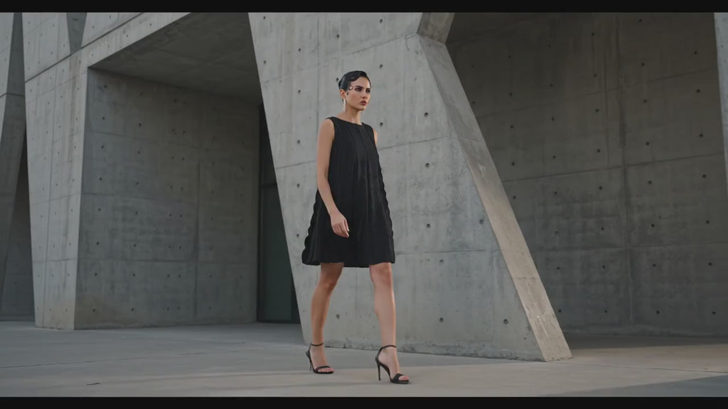 Black Scallop Dress - Black Elegance - Meeami Fashion by Amit Bhardwaj