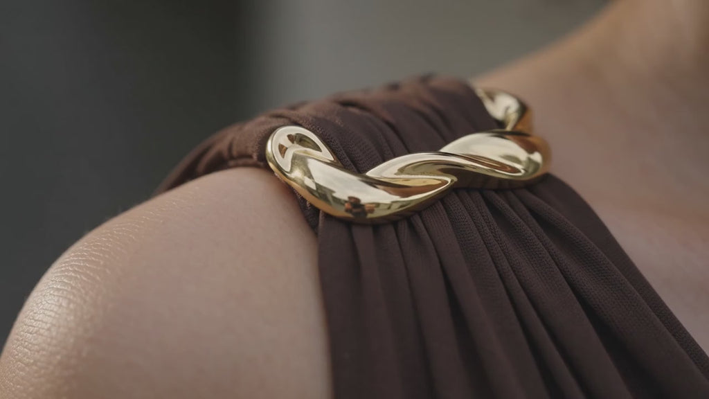 Molten Earth Mocha Drapery Dress - Meeami Fashion by Amit Bhardwaj