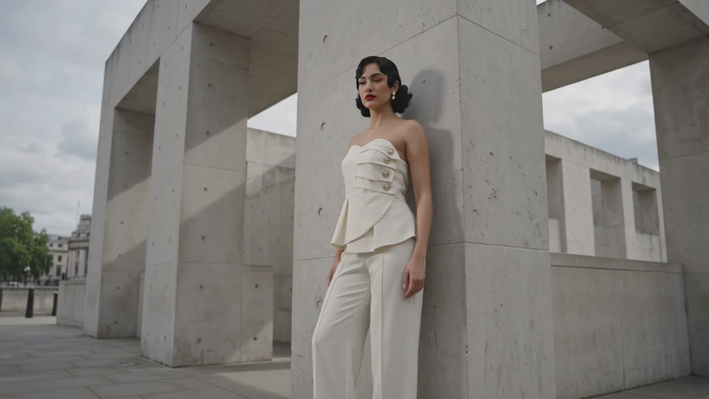 Ivory Gold Statement Top - Meeami Fashion by Amit Bhardwaj
