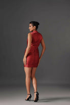 Red Cherry Satin Cocktail Dress - Meeami Fashion