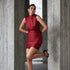 Red Cherry Satin Cocktail Dress