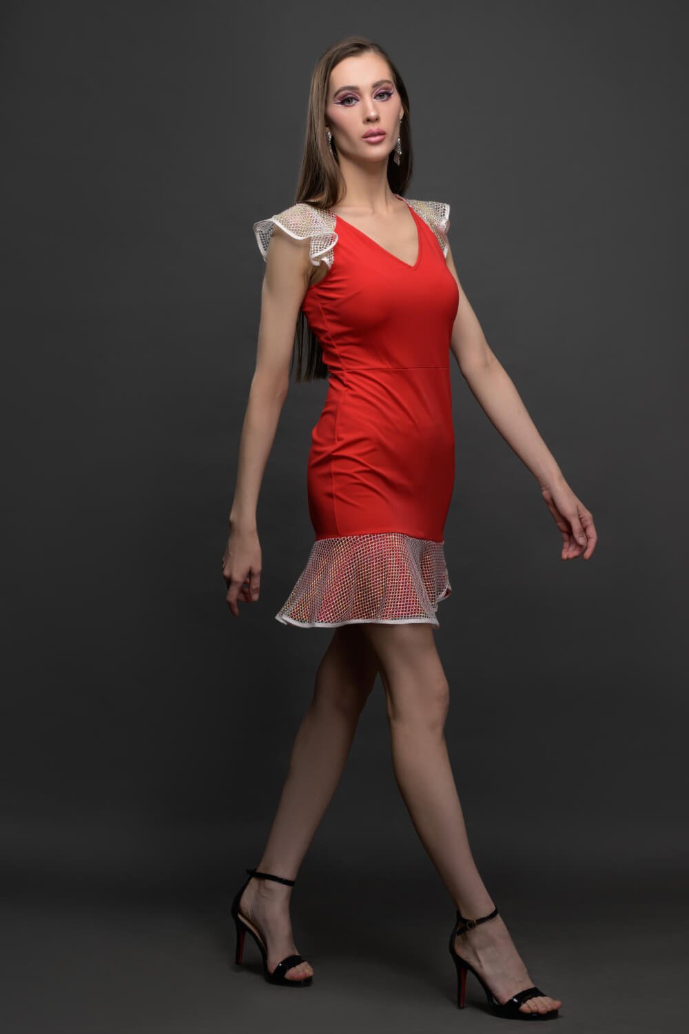 Red Web Dress - Meeami Fashion
