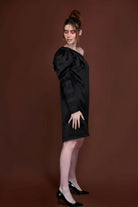 Satin Shadow One Shoulder Dress - Meeami Fashion