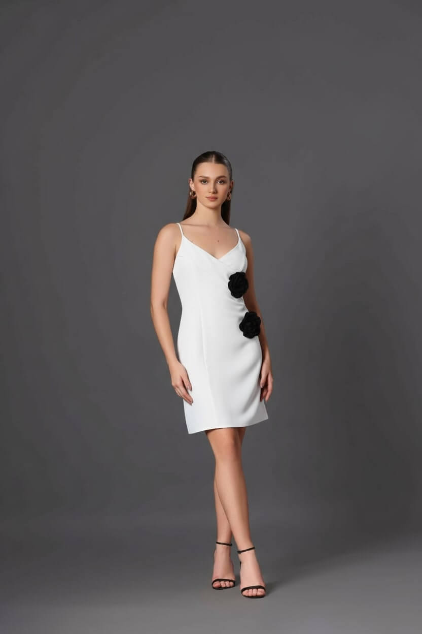 White Blossom Dress - Floral Elegance - Meeami Fashion