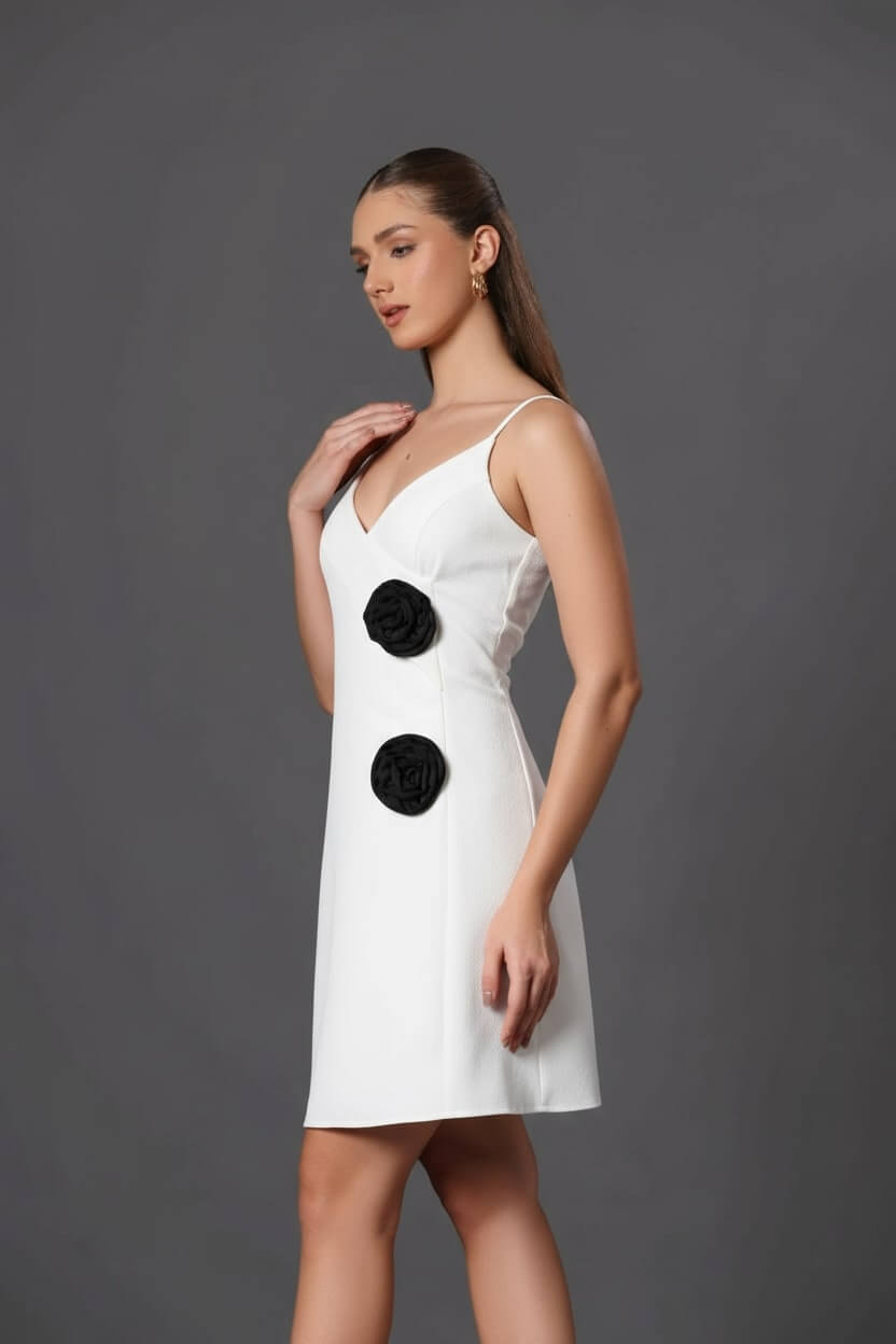 White Blossom Dress - Floral Elegance - Meeami Fashion