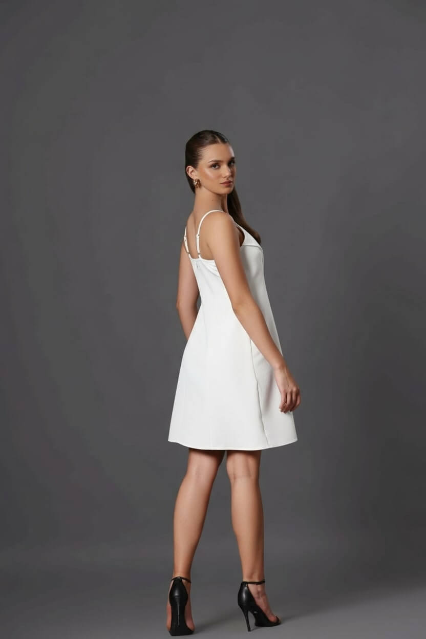 White Blossom Dress - Floral Elegance - Meeami Fashion