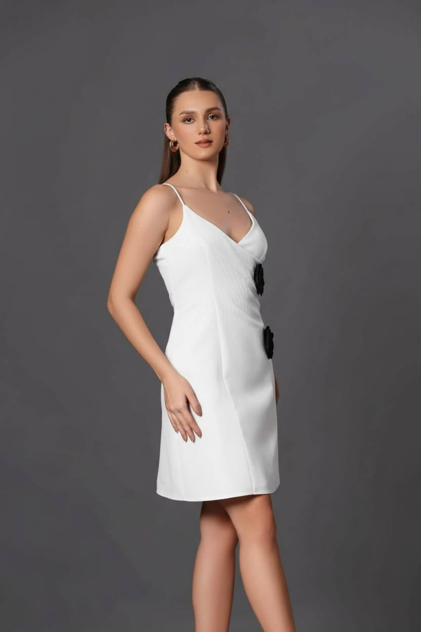 White Blossom Dress - Floral Elegance - Meeami Fashion