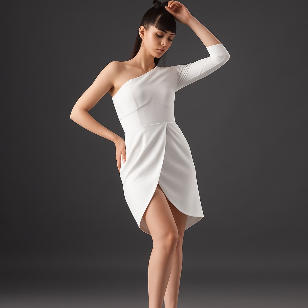 White Cascade Dress - Everyday Fashion - Meeami Fashion