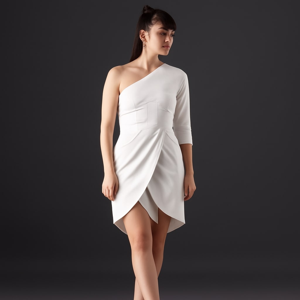 White Cascade Dress - Everyday Fashion - Meeami Fashion