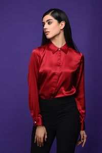 Candice - Red Satin Shirt
