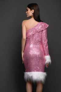 Sparkling Pink Fur Dress