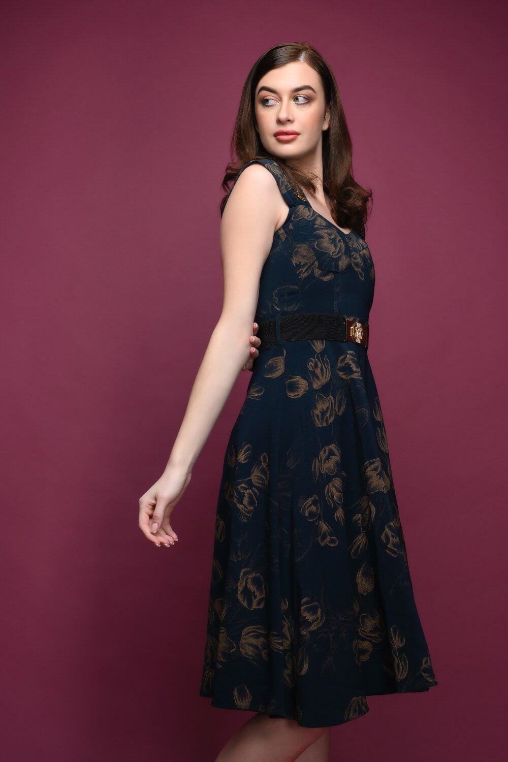 Golden Rose Dress - Meeami Fashion