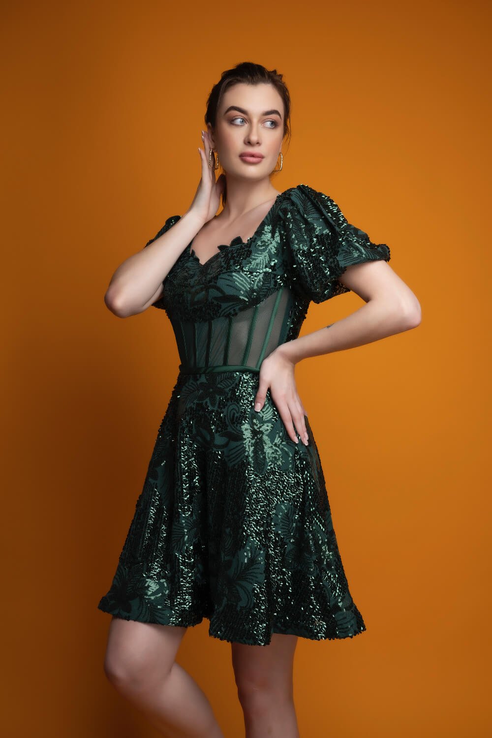 Green Chic Corset Dress - Meeami Fashion