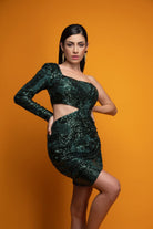Green Chic Sequin Slit Dress - Meeami Fashion