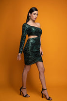 Green Chic Sequin Slit Dress - Meeami Fashion