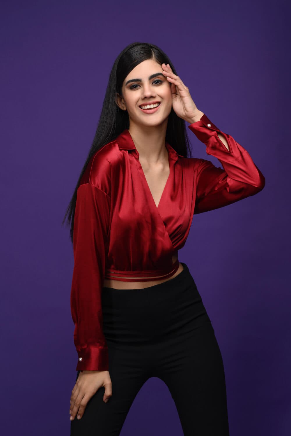 Nora Red Satin Top - Meeami Fashion