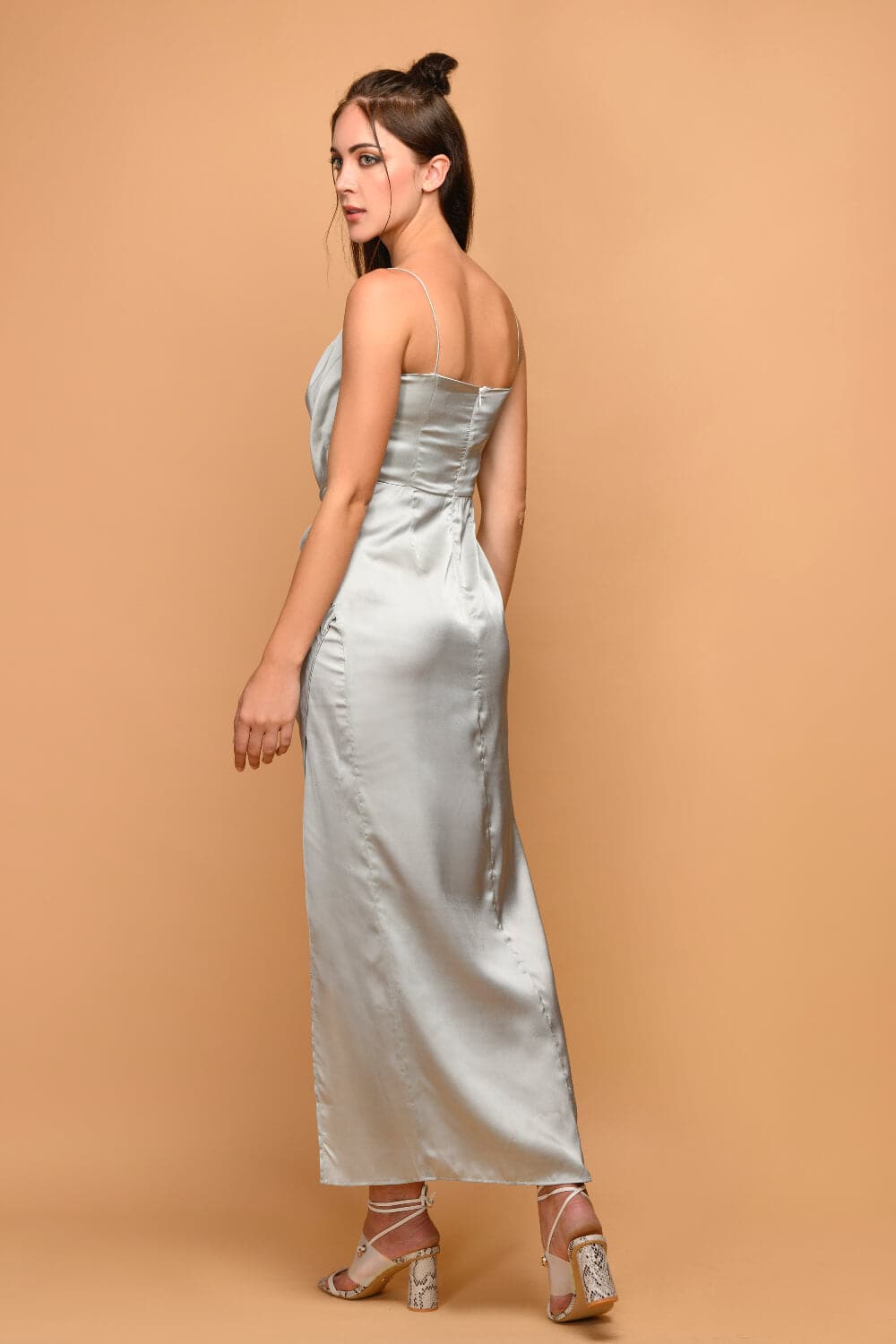 Satin Bird Gown - Meeami Fashion