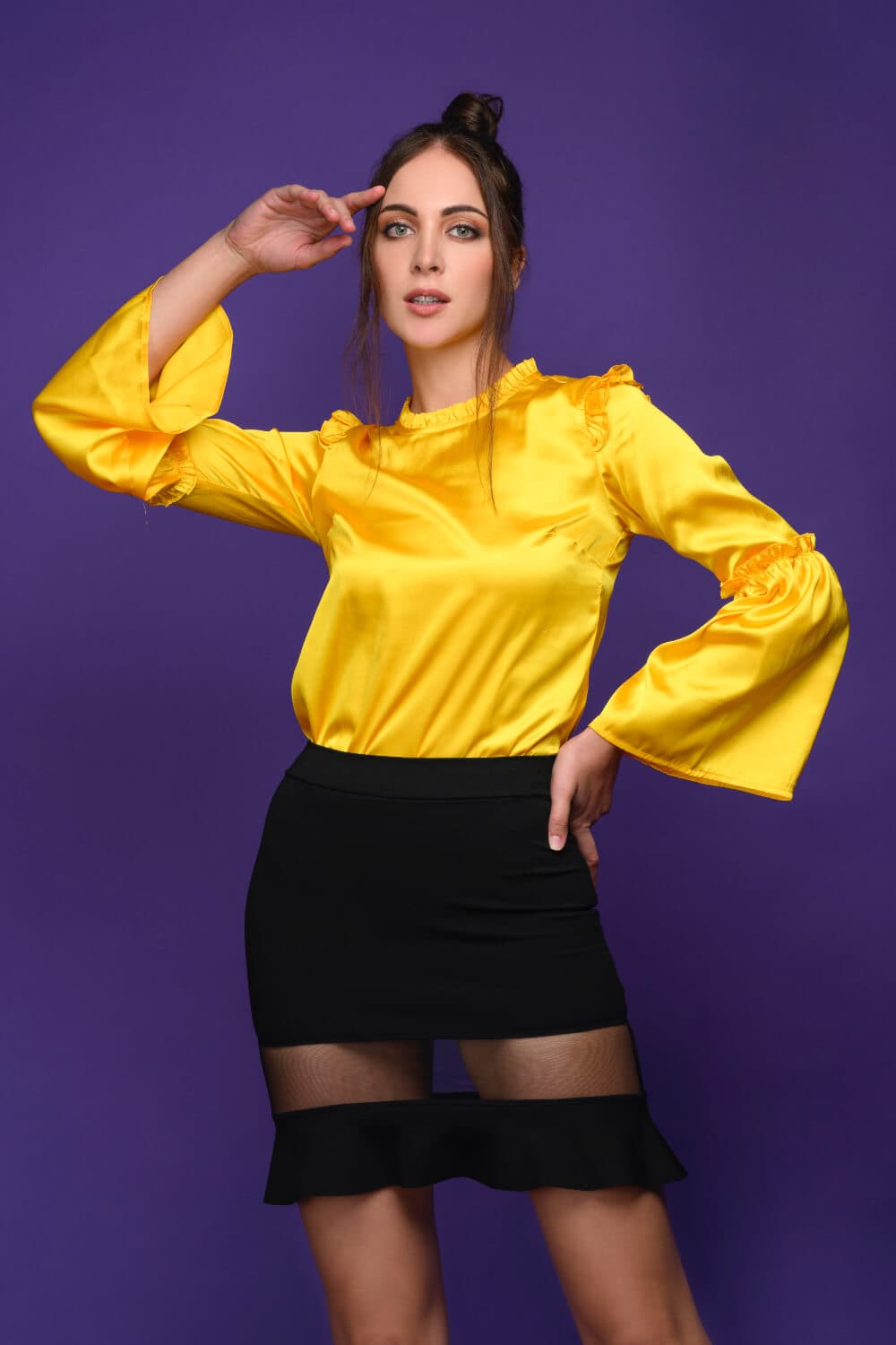 Sunnybae - Yellow Satin Top - Meeami Fashion