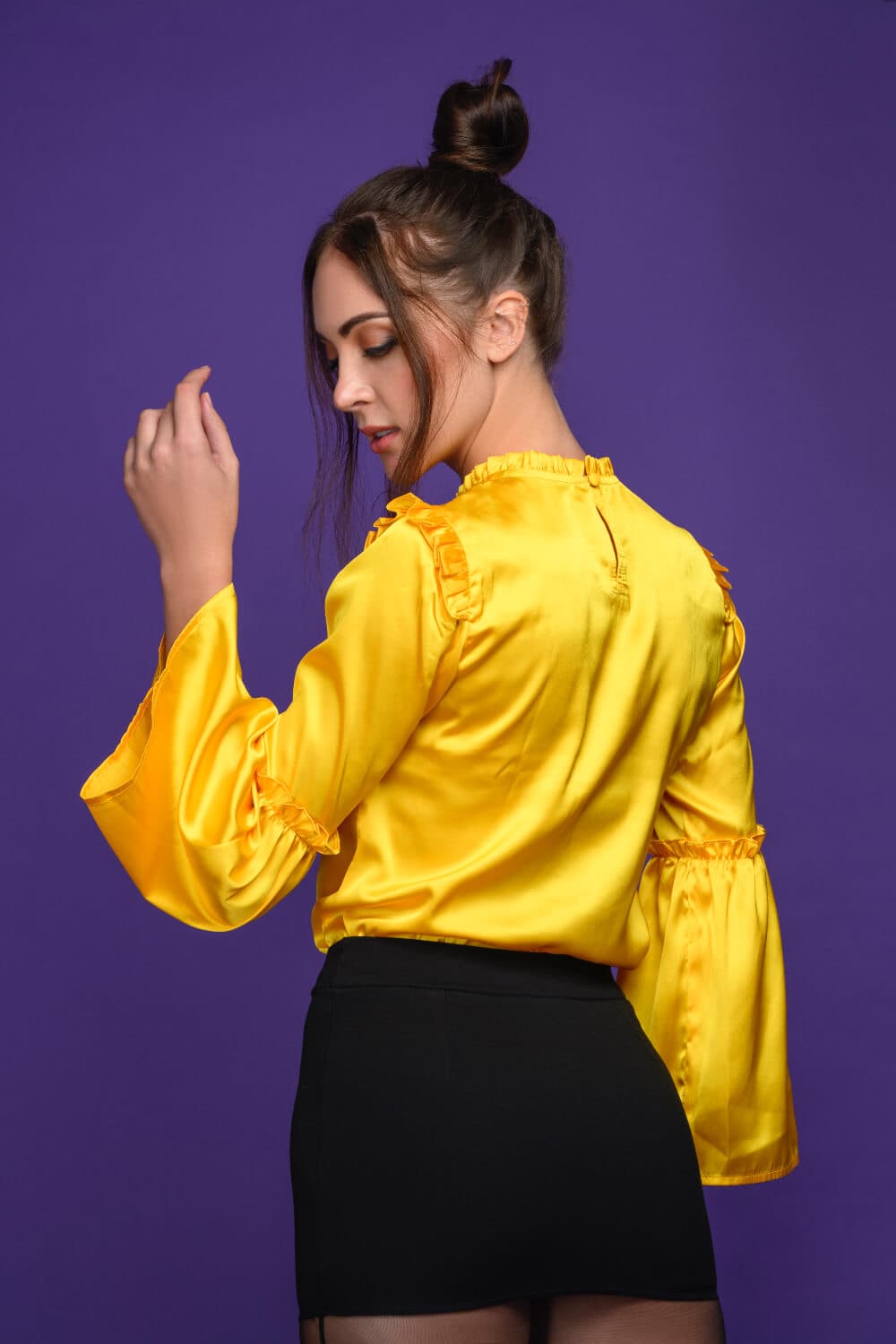 Sunnybae - Yellow Satin Top - Meeami Fashion